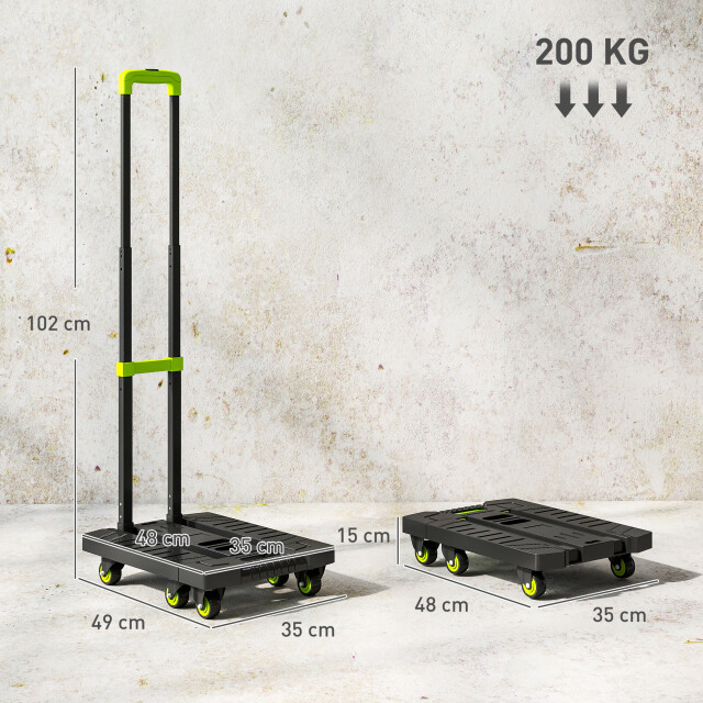 4goodz Opvouwbare plateauwagen kunststof 49x35x102cm groen 3362722 large