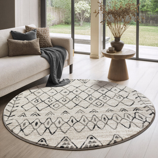 Muratap Rond boho vintage | laagpolig vloerkleed | modern tapijt | woonkamer, slaapkamer 3360899 large