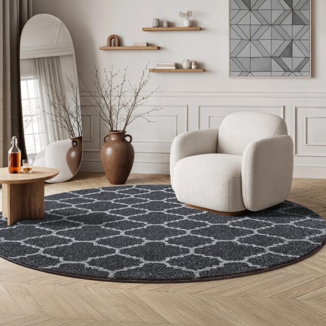 Muratap Rond boho klasik | laagpolig vloerkleed | modern tapijt | woonkamer, slaapkamer 3360865 large