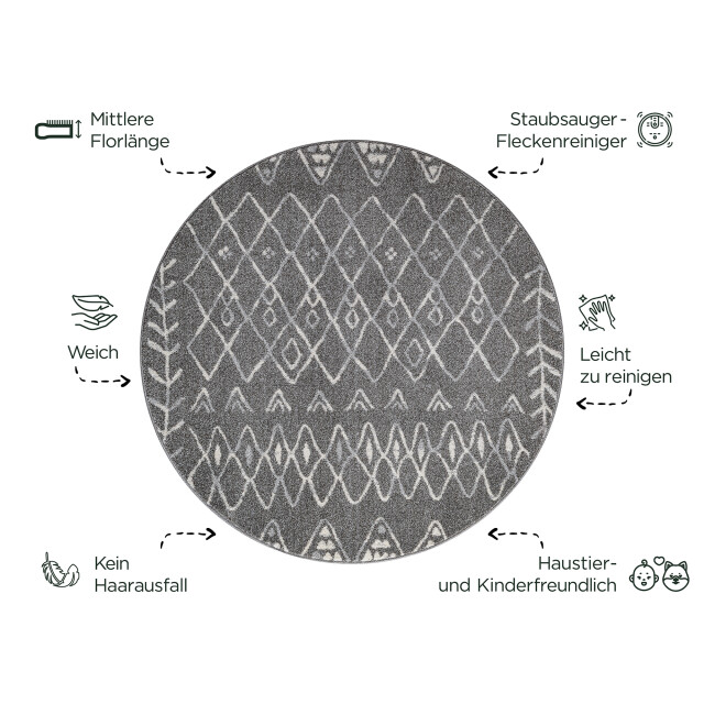 Muratap Rond boho vintage | laagpolig vloerkleed | modern tapijt | woonkamer, slaapkamer 3360880 large