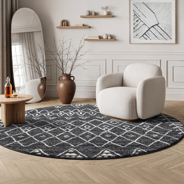 Muratap Rond boho vintage | laagpolig vloerkleed | modern tapijt | woonkamer, slaapkamer 3360920 large