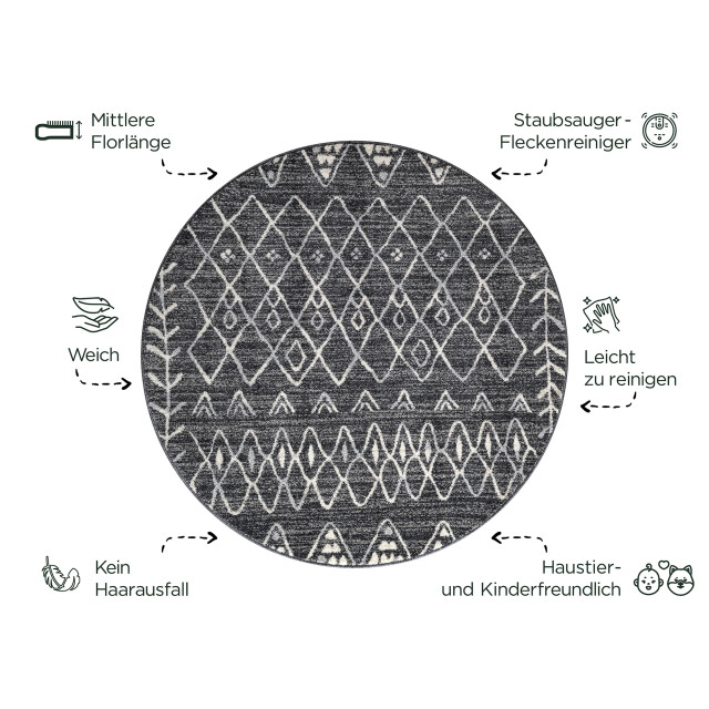 Muratap Rond boho vintage | laagpolig vloerkleed | modern tapijt | woonkamer, slaapkamer 3360920 large