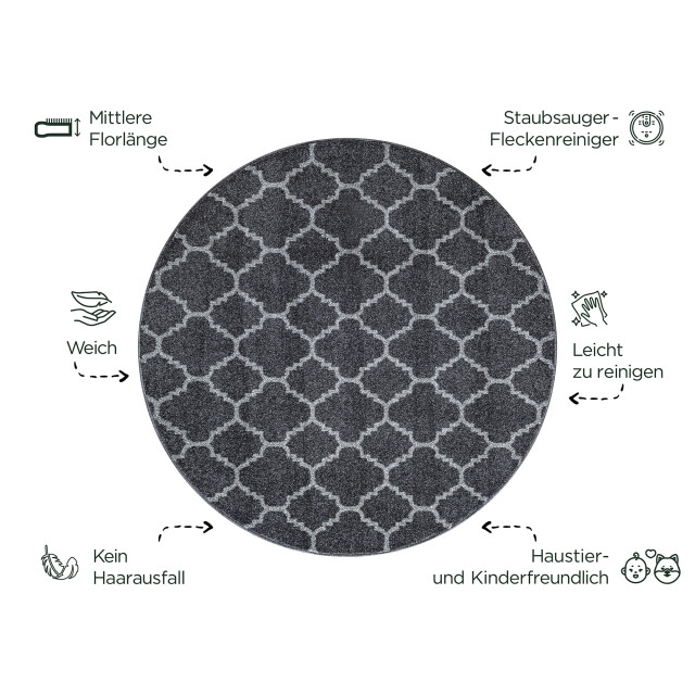 Muratap Rond boho klasik | laagpolig vloerkleed | modern tapijt | woonkamer, slaapkamer 3360865 large