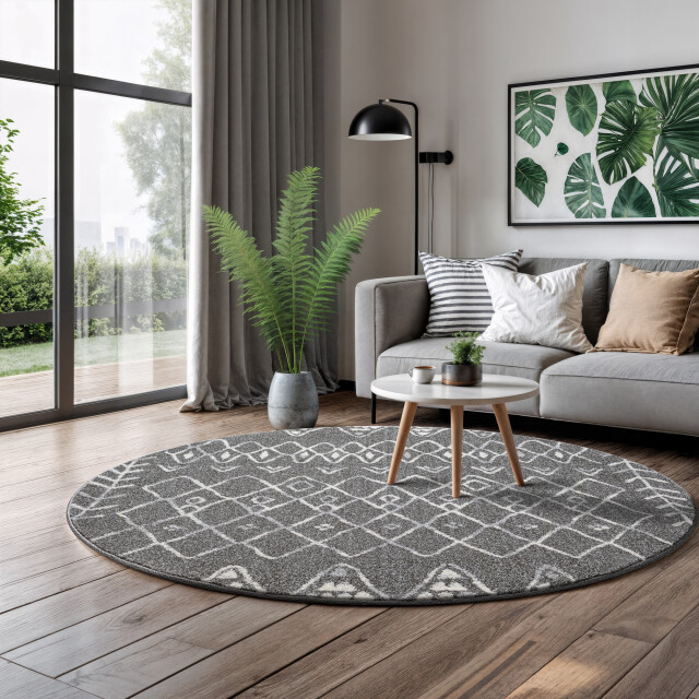 Muratap Rond boho vintage | laagpolig vloerkleed | modern tapijt | woonkamer, slaapkamer 3360880 large