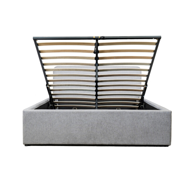 CaliCosy Opbergbed 140x190 cm met hoofdbord bekleed met grijze stof livy 2979228 large