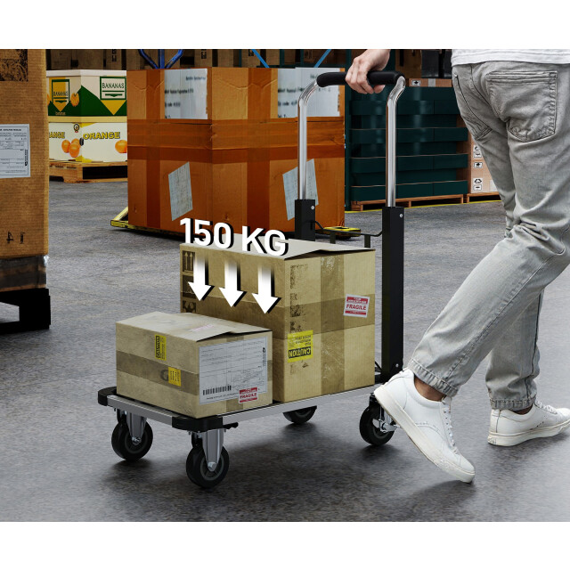 4goodz Opvouwbare plateauwagen 150kg draagvermogen transportkar 3362717 large