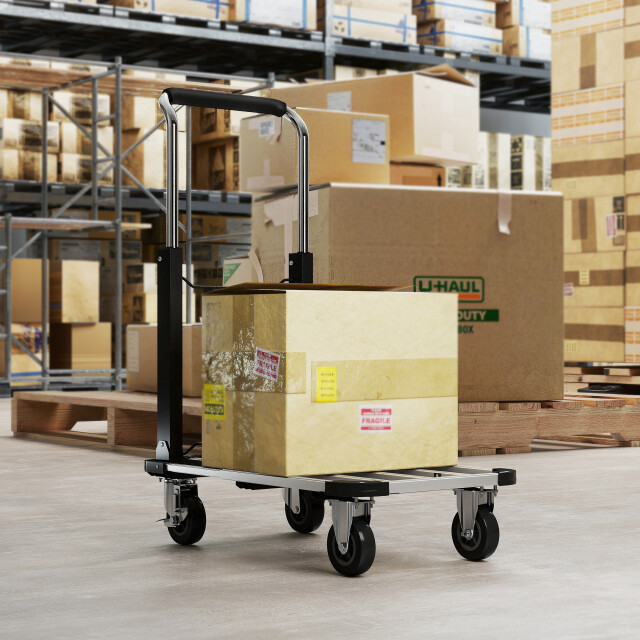 4goodz Opvouwbare plateauwagen 150kg draagvermogen transportkar 3362717 large