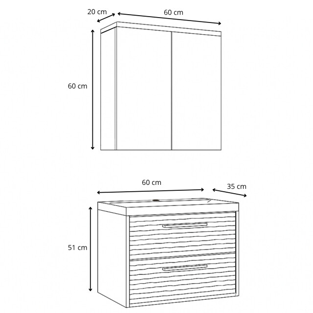 Badplaats Badkamermeubel set etna 60 cm - badmeubel met spiegelkast 3180964 large