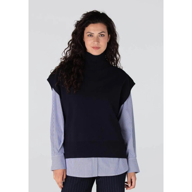Jansen Amsterdam Bracha fn153 mouwloos turtle neck dark blue FN153 large