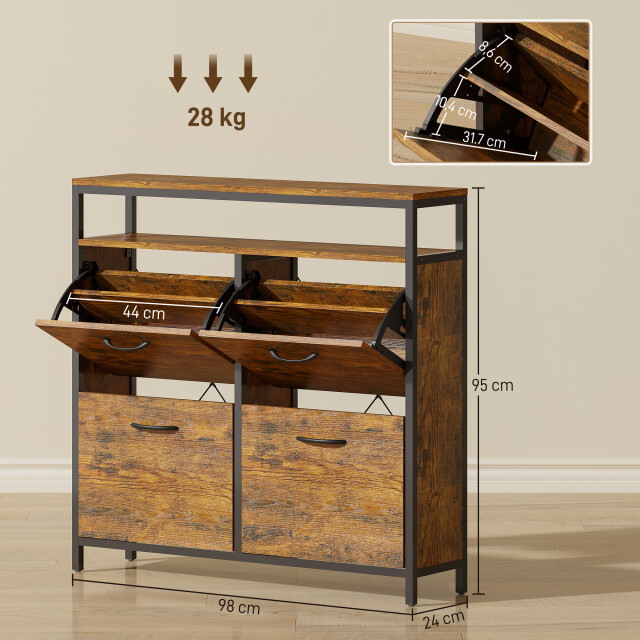 Homcom Schoenenkast met 4 klapladen voor 12-20 paar schoenen 3364932 large