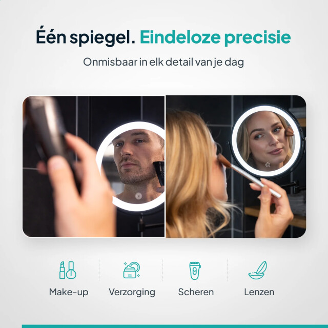 Mirlux Make-up spiegel oplaadbaar zwart 1-5x vergroting 3083716 large