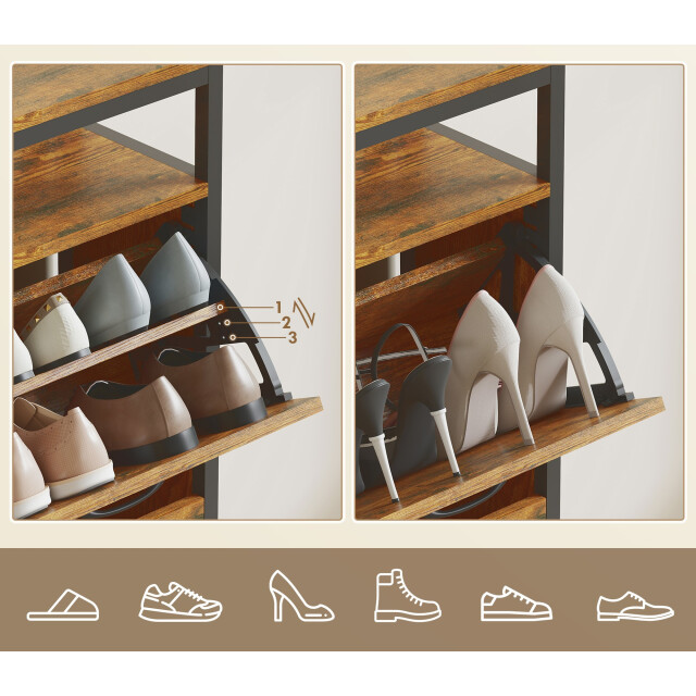 Homcom Schoenenkast met 4 klapladen voor 12-20 paar schoenen 3364932 large