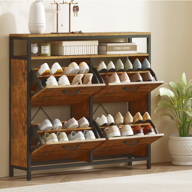 Homcom Schoenenkast met 4 klapladen voor 12-20 paar schoenen 3364932 large