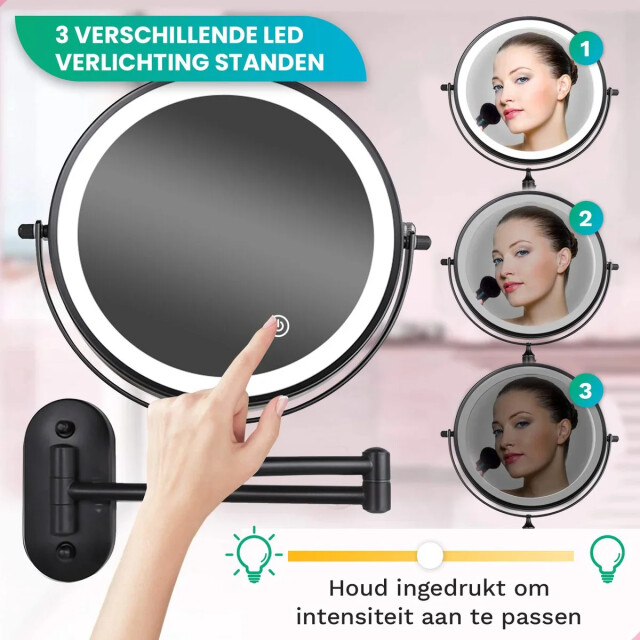 Mirlux Make-up spiegel batterij zwart 1-5x vergroting 3083714 large