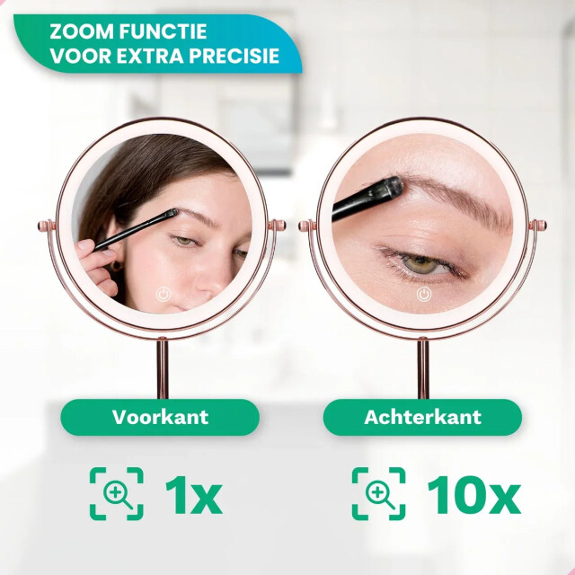 Mirlux Make-up spiegel oplaadbaar rosé 1-10x vergroting 3083713 large