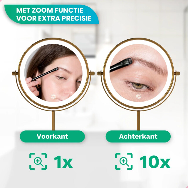 Mirlux Make-up spiegel oplaadbaar goud 1-10x vergroting 3180555 large