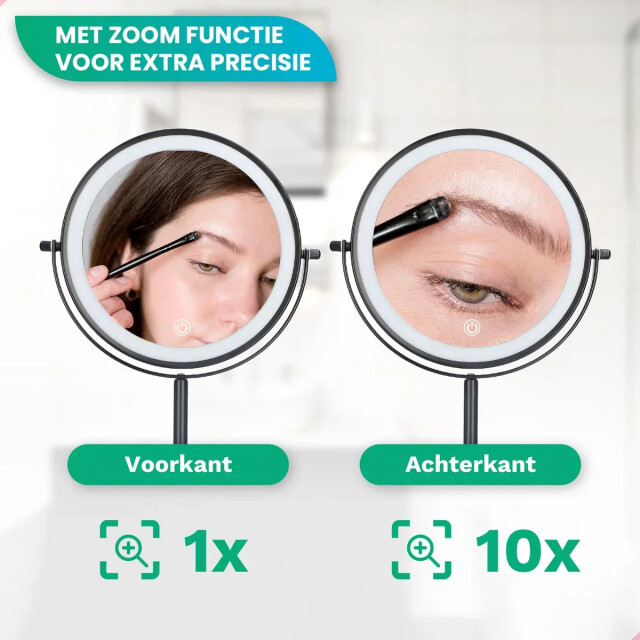 Mirlux Make-up spiegel oplaadbaar zwart 1-10x vergroting 3083711 large
