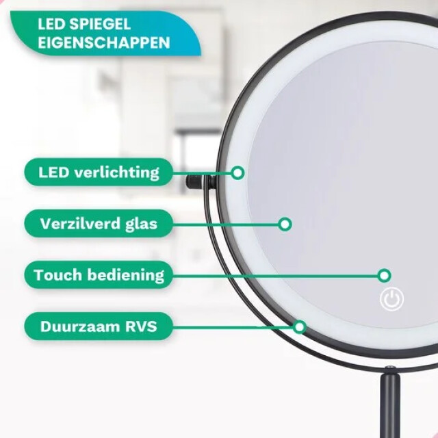 Mirlux Make-up spiegel oplaadbaar zwart 1-10x vergroting 3083711 large