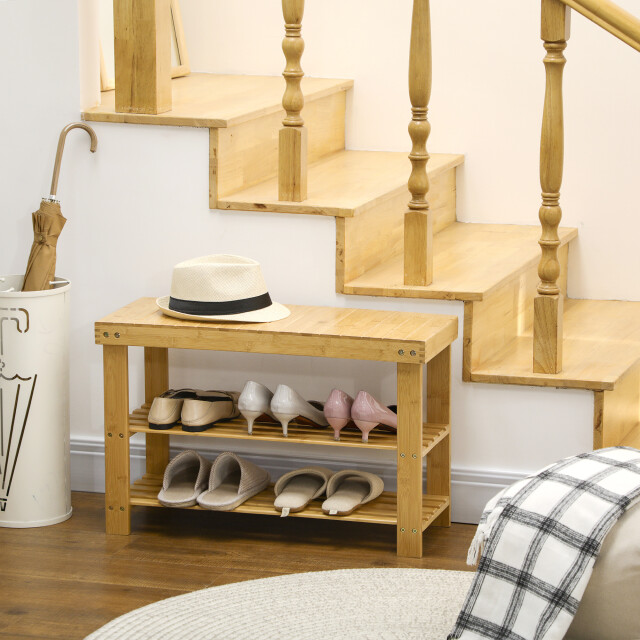 Homcom Schoenenbank, 3 verdiepingen, ruimte voor 6-9 paar schoenen, tot 130 kg, 3364938 large