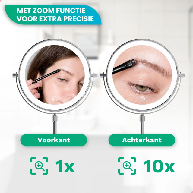 Mirlux Make-up spiegel hoogte verstelbaar chrome 1-10x vergroting 3083761 large