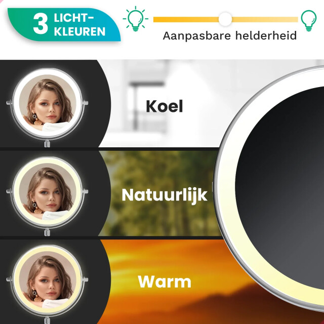 Mirlux Make-up spiegel hoogte verstelbaar chrome 1-10x vergroting 3083761 large