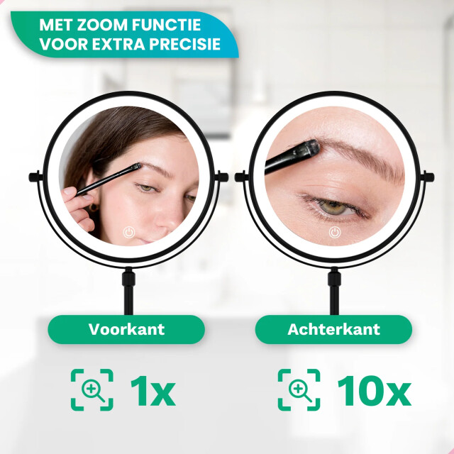 Mirlux Make-up spiegel hoogte verstelbaar zwart 1-10x vergroting 3083760 large