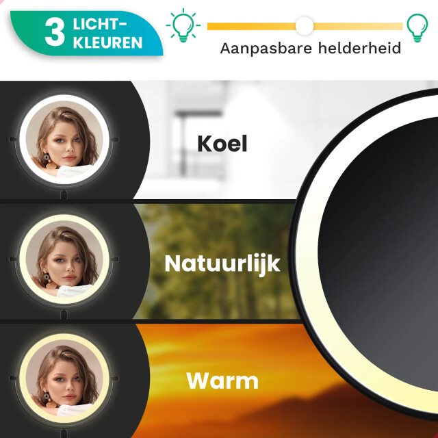 Mirlux Make-up spiegel hoogte verstelbaar zwart 1-10x vergroting 3083760 large