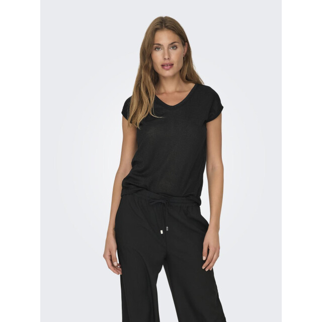 Only Onlsilvery s/s v neck lurex top jrs 15136069 large