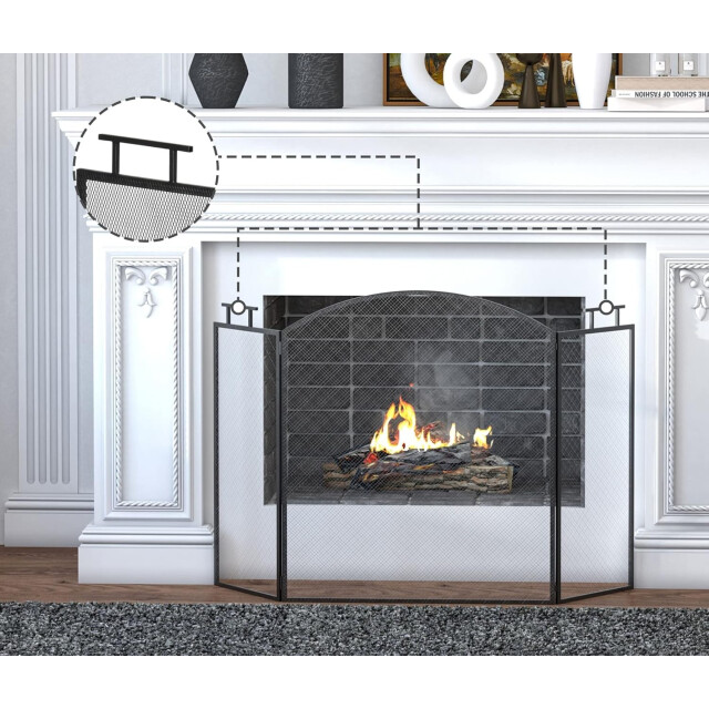 Homcom Haardscherm vonkenscherm opvouwbaar - 3364921 large