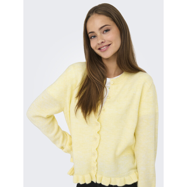 Jacqueline de Yong letty l/s on frill cardigan knt 15363485 pastel yellow 06741.440.0001 large