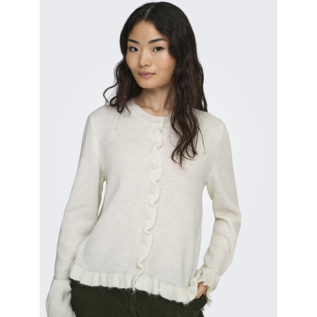 Jacqueline de Yong letty l/s on frill cardigan knt 15363485 birch 06741.198.0076 large