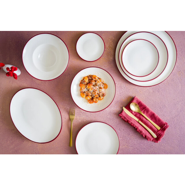 Bonna Serveerschaal linea burgundy porselein 20x15.6 cm set van 2 3377034 large