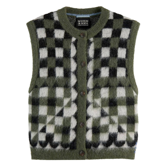 Scotch & Soda Spencer u9a01047t Scotch & Soda Spencer voor Dames in de kleur Khaki - Maat XS Gebreid Vest large
