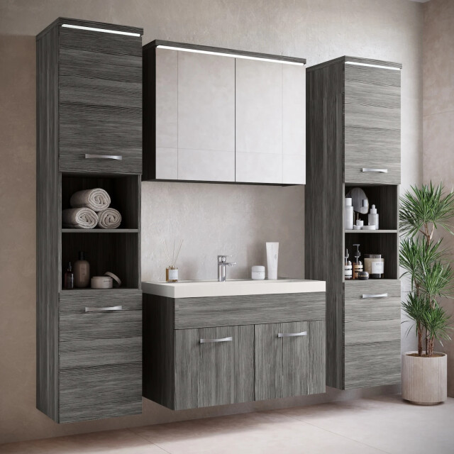 Badplaats Badkamerkast paso 35 x 35 x 160 cm grijs hangende kolomkast 3181283 large