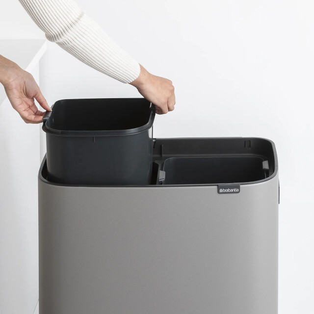 Brabantia Bo touch bin hi afvalemmer 2 x 30 liter mineral concrete grey 130663 large