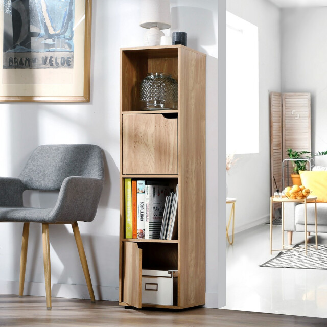 CaliCosy 4-vaks kast, houtdecor, 2 deuren 2931755 large