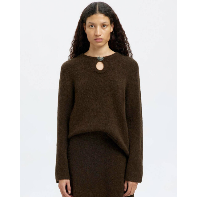 Selected Femme Pullover 16099367 lulu Selected Femme Pullover voor Dames in de kleur Donker bruin - Maat XL voor Dames in de kleur Donker bruin - Maat XL large