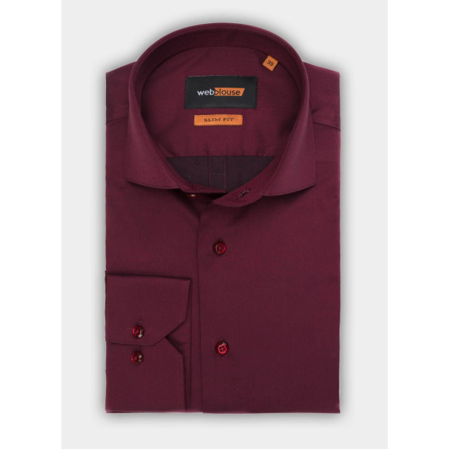 WB Overhemd heren slim fit introvert bordeaux 1201M1022-C42 large