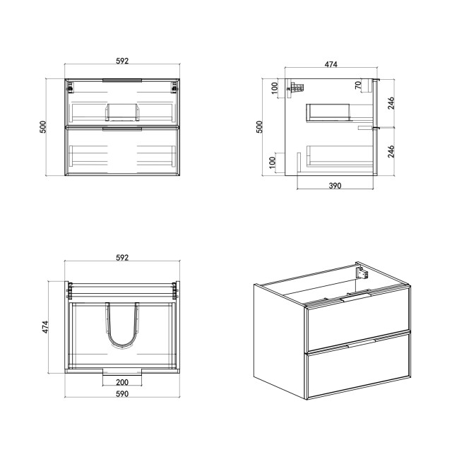 Badplaats Badkamermeubel set luxor 60cm licht badmeubel met wastafel 3375944 large