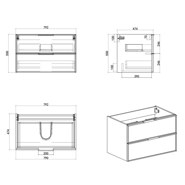 Badplaats Badkamermeubel set luxor 80cm - badmeubel met wastafel 3375941 large