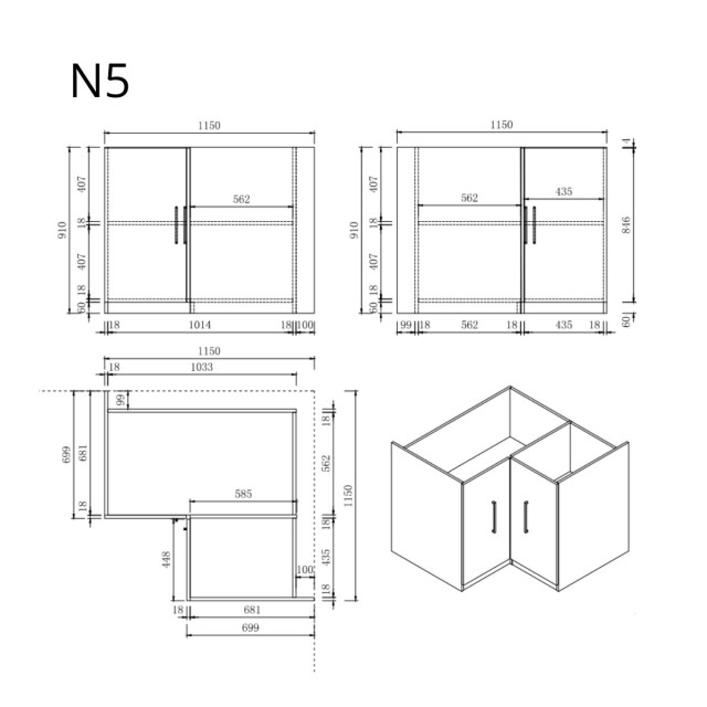 Wasophoogte Keukenkast module n5 – perle taupe 3275762 large