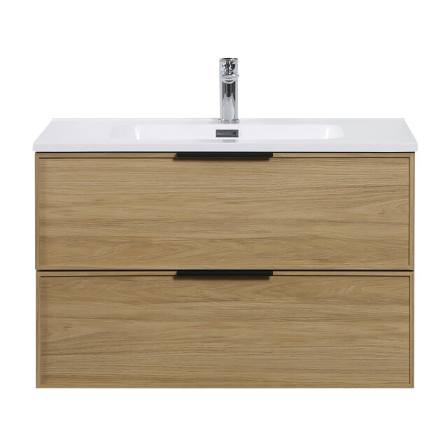 Badplaats Badkamermeubel set luxor 80cm licht badmeubel met wastafel 3375942 large