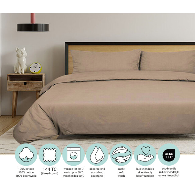 DoubleDry Dekbedovertrek 100% natuurlijk katoen lits jumeaux 240x200/220 cm + 2826089 large