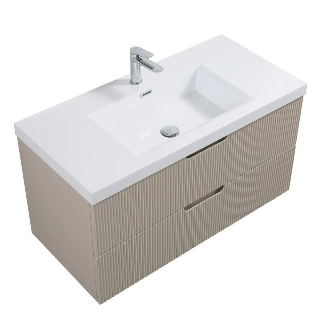 Badplaats Badkamermeubel set thermis 100cm crème badmeubel met wastafel 3375949 large