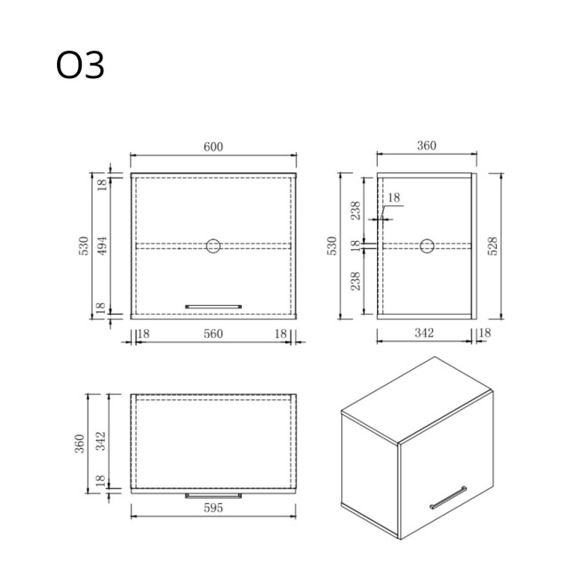 Wasophoogte Keukenkast – module o3 – Ébène zwart 3378445 large