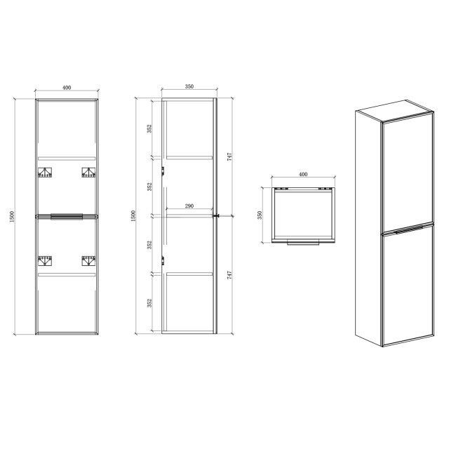 Badplaats Badkamerkast luxor 40 x 35 x 150 cm - hangende kolomkast met 3375935 large