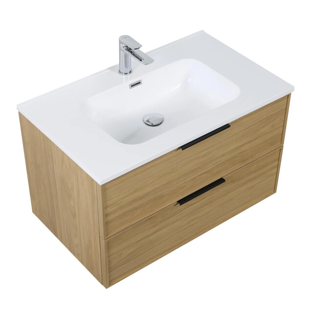 Badplaats Badkamermeubel set luxor 80cm licht badmeubel met wastafel 3375942 large