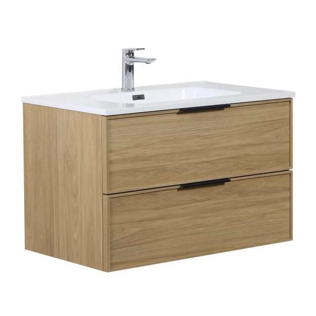 Badplaats Badkamermeubel set luxor 80cm licht badmeubel met wastafel 3375942 large