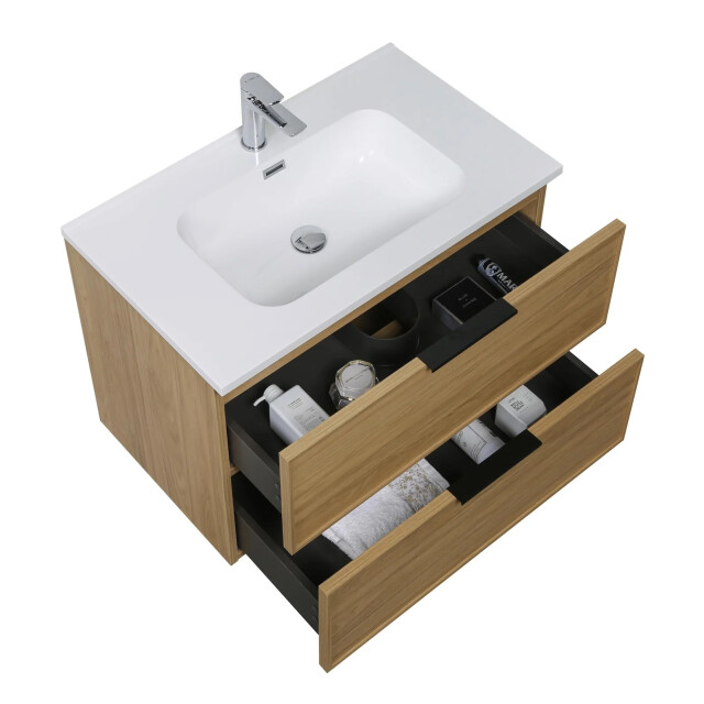 Badplaats Badkamermeubel set luxor 80cm licht badmeubel met wastafel 3375942 large