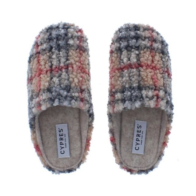 Cypres Yoska teddy ruit pantoffel | dames | | maat: | stof en immitatieleer 110422 large